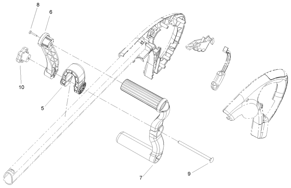 Handle Assembly Diagram and Parts List for 51352 (280000001 - 280999999)(2008) Lawn Boy Trimmer